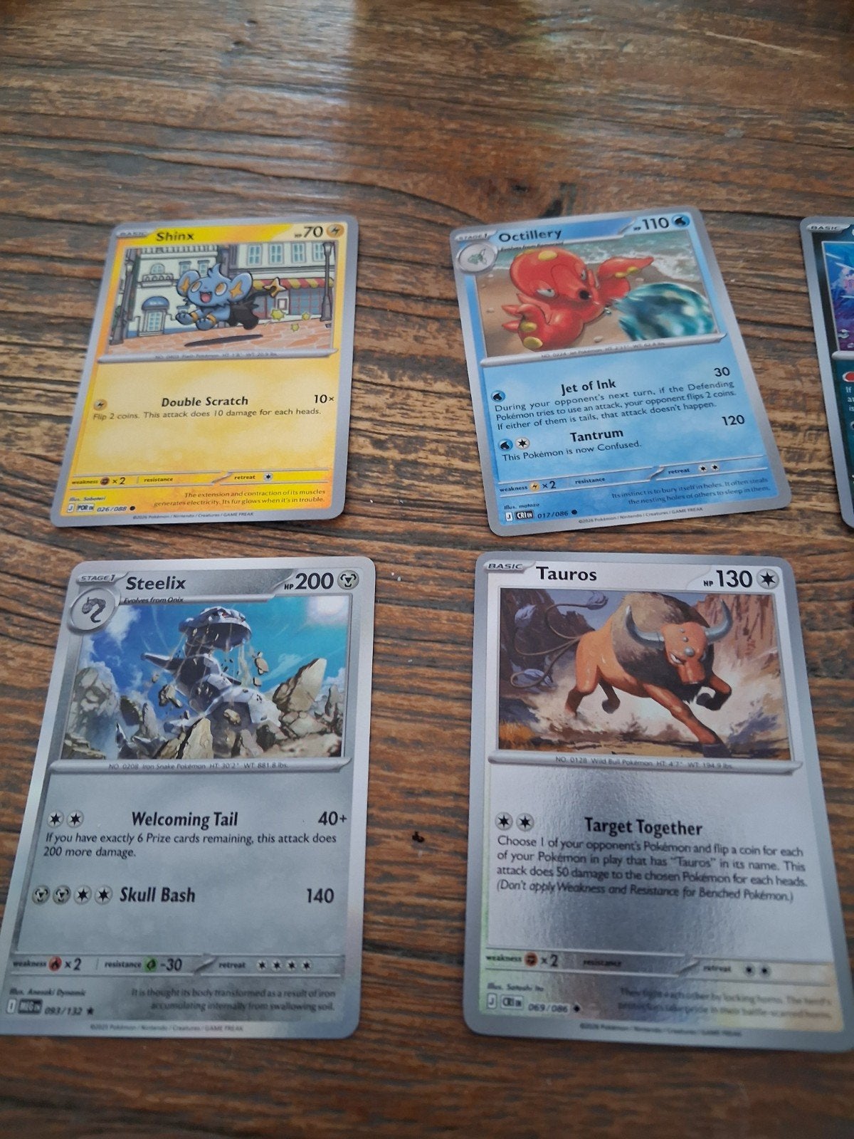 Pokémon Kaarten: Shinx, Octillery, Steelix, Tauros, Ophalen of Verzenden