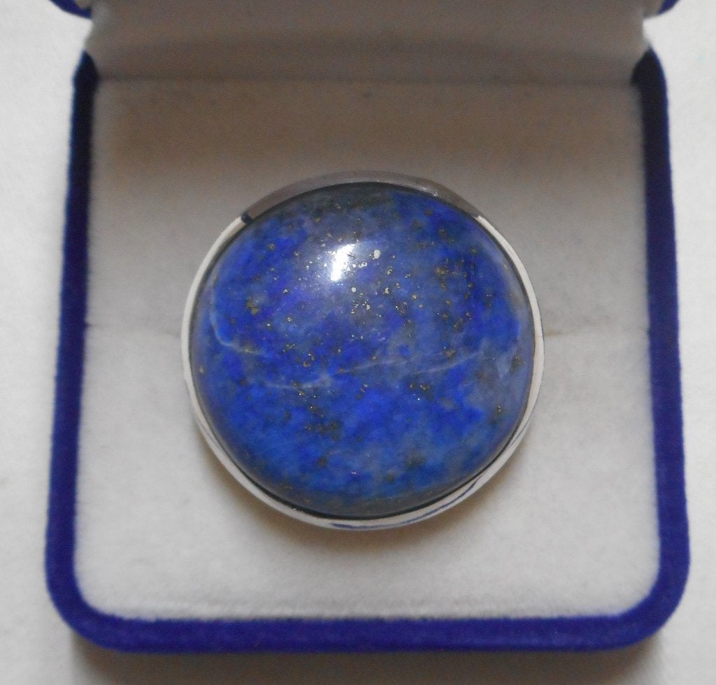 Zilveren royale ring met lapis lazuli maat 18.75 nr.2409, 18 tot 19, Verzenden, Zo goed als nieuw, Dame