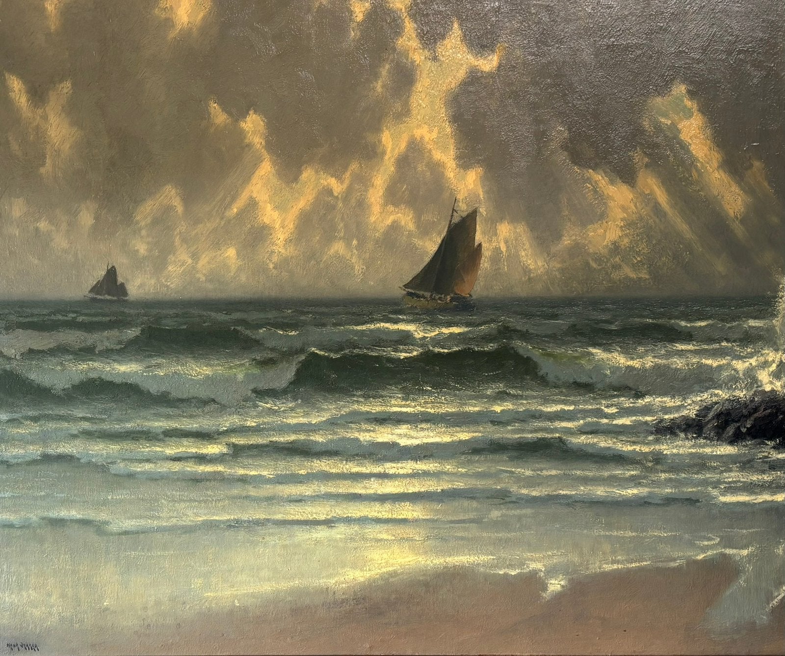 Pracht werk van Henk Dekker, Ophalen, Maritiem / water, Doek, Olieverf