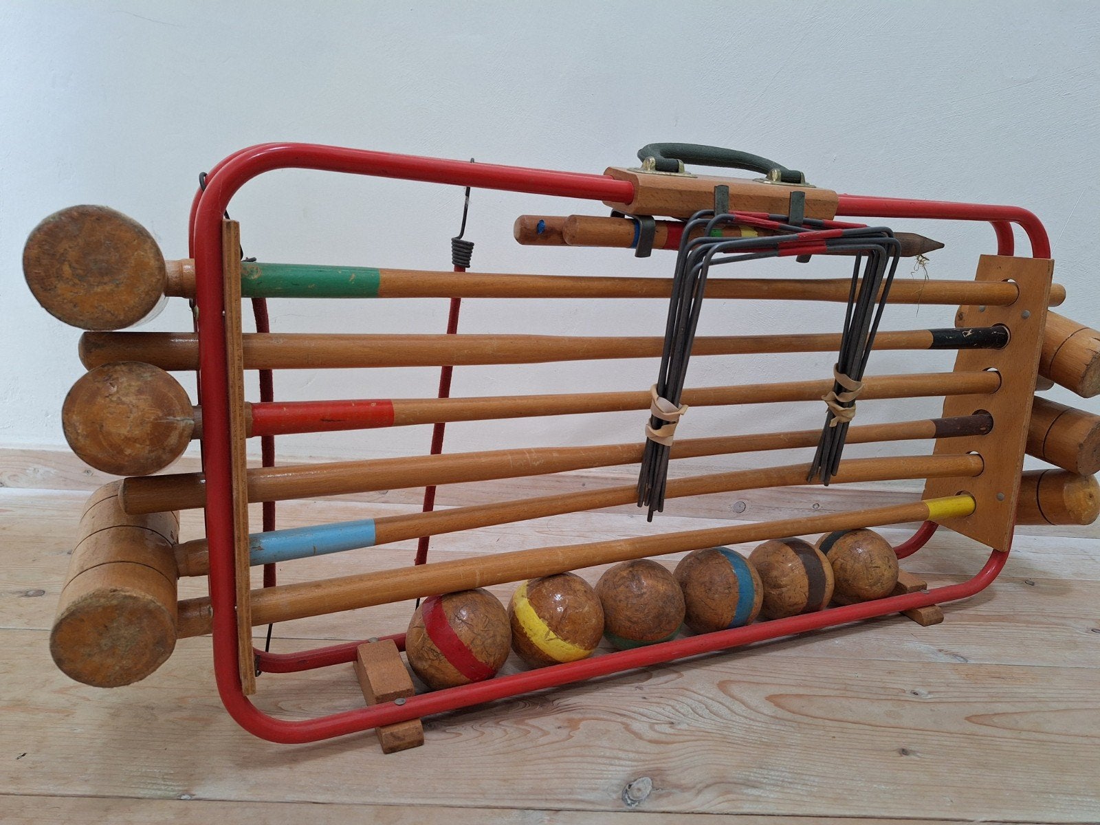 Vintage croquetspel voor 6 personen, Hobby en Vrije tijd, Gezelschapsspellen | Bordspellen, Vijf spelers of meer, Ophalen, Gebruikt