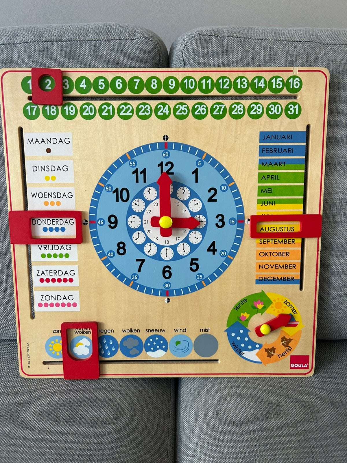 Houten Kalenderklok, Kinderen en Baby's, Speelgoed | Houten speelgoed, Ophalen, Zo goed als nieuw