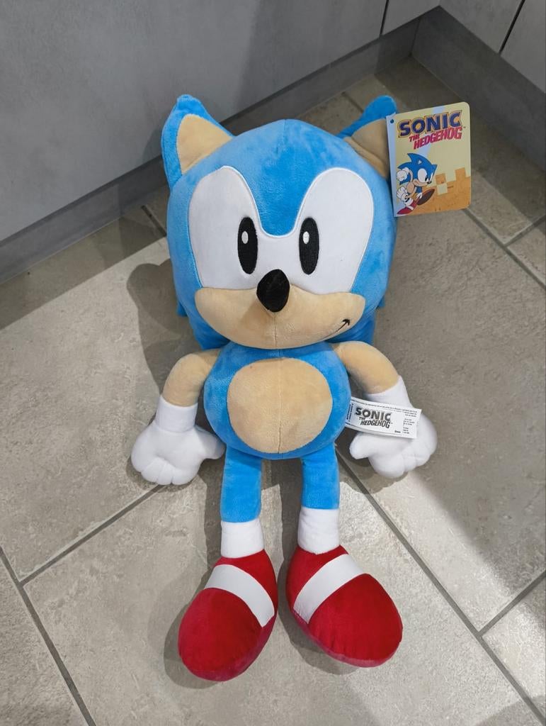 Sonic the Hedgehog Knuffel - Nieuw met label - 45cm, Overige karakters, Overige typen, Blauw, Nieuw