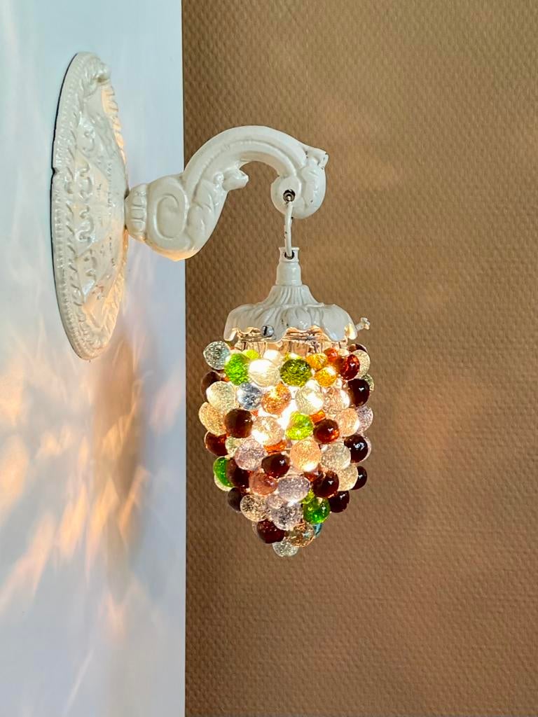 Vintage wandlamp in de vorm van een druiventros, Ophalen of Verzenden, Gebruikt, Glas