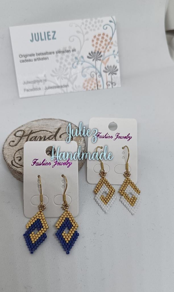 "Juliez Handmade" mooie oorbellen van Miyuki kraaltjes, Sieraden, Tassen en Uiterlijk, Oorbellen, Nieuw, Hangers, Glas, Goud, Ophalen of Verzenden