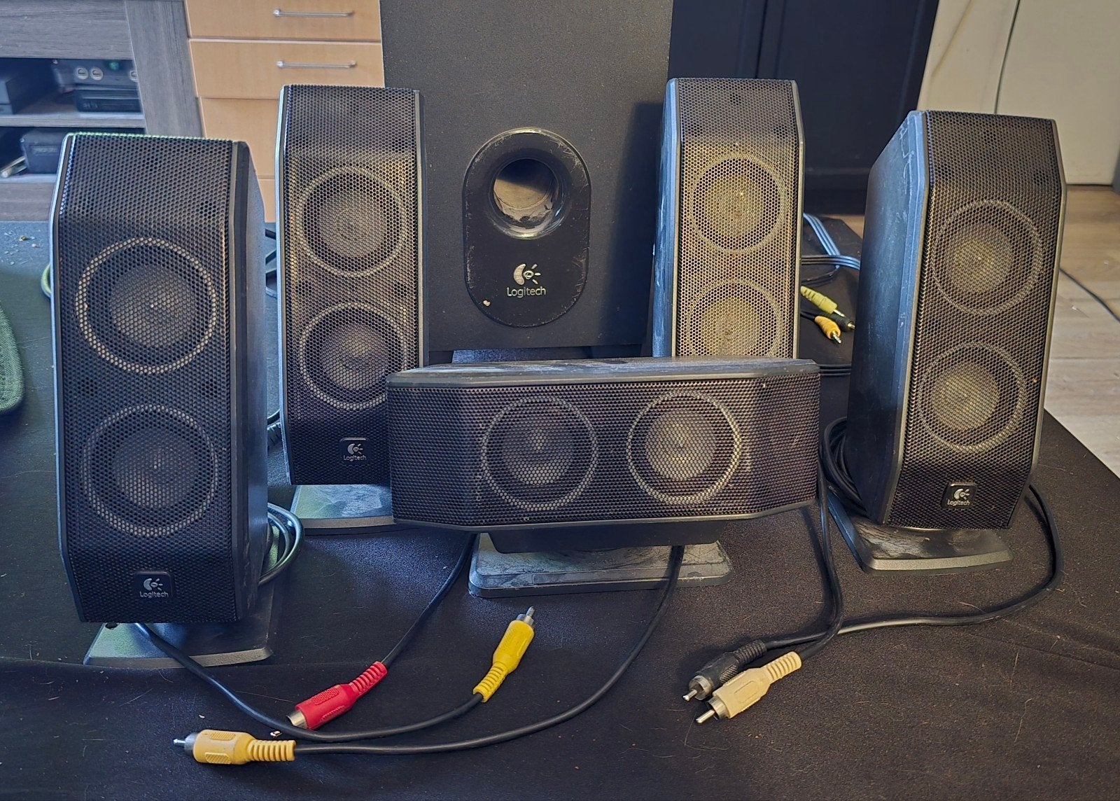 Logitech X-540 5.1 surround speaker setje, Audio, Tv en Foto, Luidsprekers, Gebruikt, AUX-ingang, Surroundset, Minder dan 60 watt