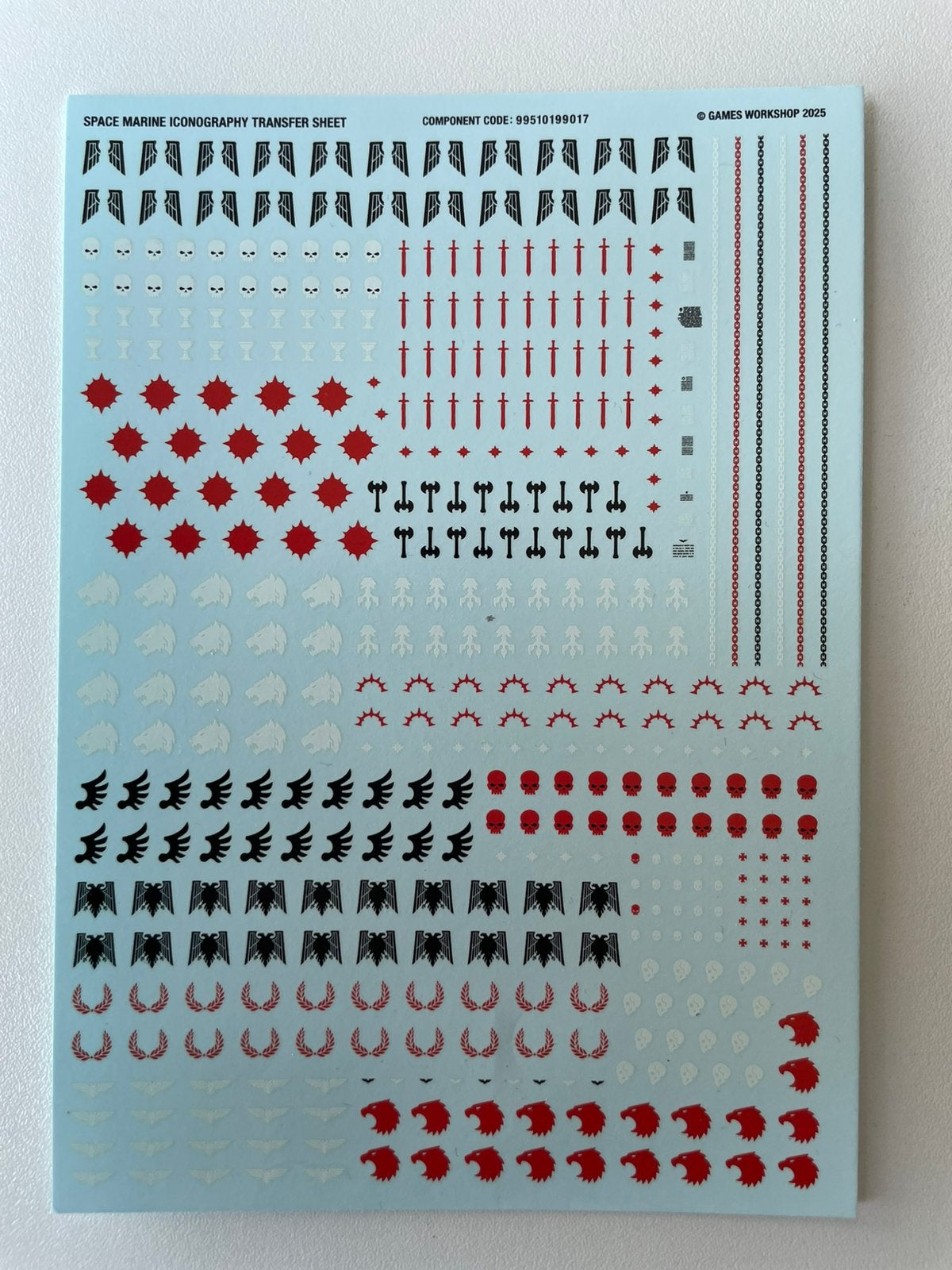 Space Marine Iconography transfer sheet, Ophalen of Verzenden, Zo goed als nieuw, Warhammer 40000