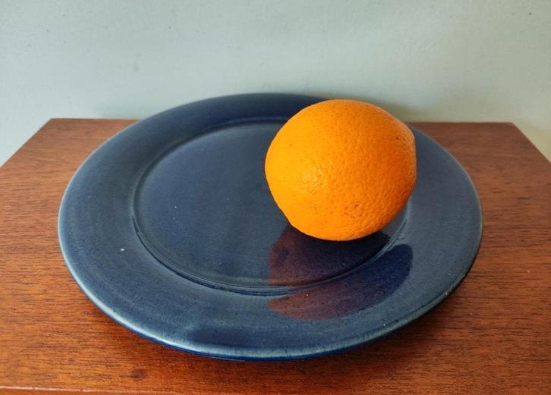 Bourne Denby England blauw geglazuurd bord, dm 25,5 cm, Ophalen of Verzenden
