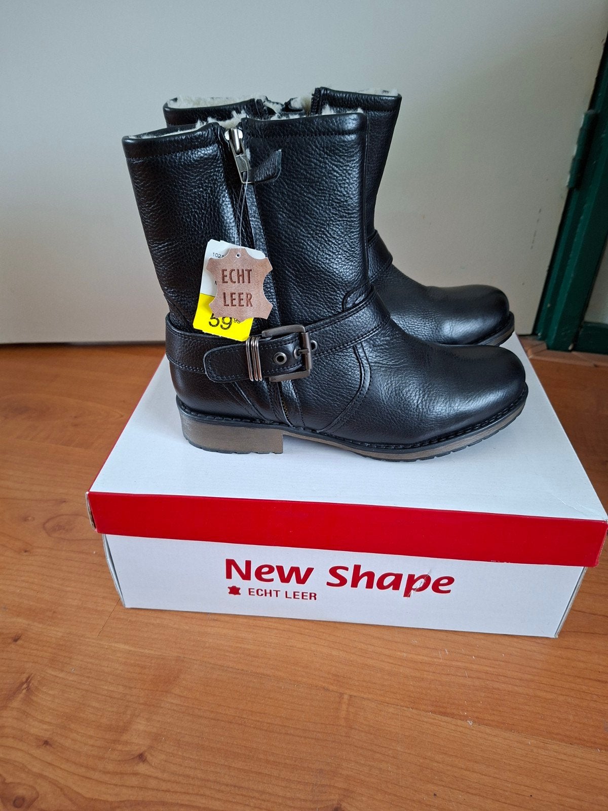 New Shape leren dames laarzen zwart mt 39 nieuw!!, New Shape, Zwart, Lage of Enkellaarzen, Nieuw