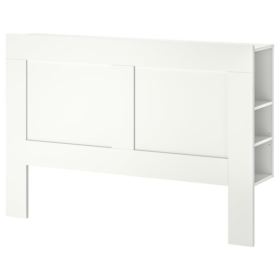 IKEA Brimnes achterwand bed 180cm, Ophalen, Wit, Tweepersoons, Zo goed als nieuw