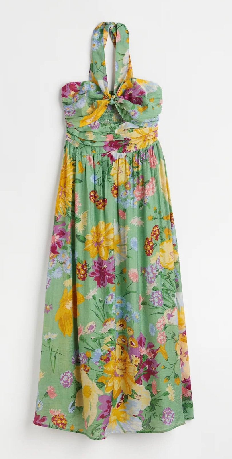 Nieuw! Leuke fleurige lange halter jurk mt L, Maat 38/40 (M), Overige kleuren, Nieuw, Ophalen of Verzenden