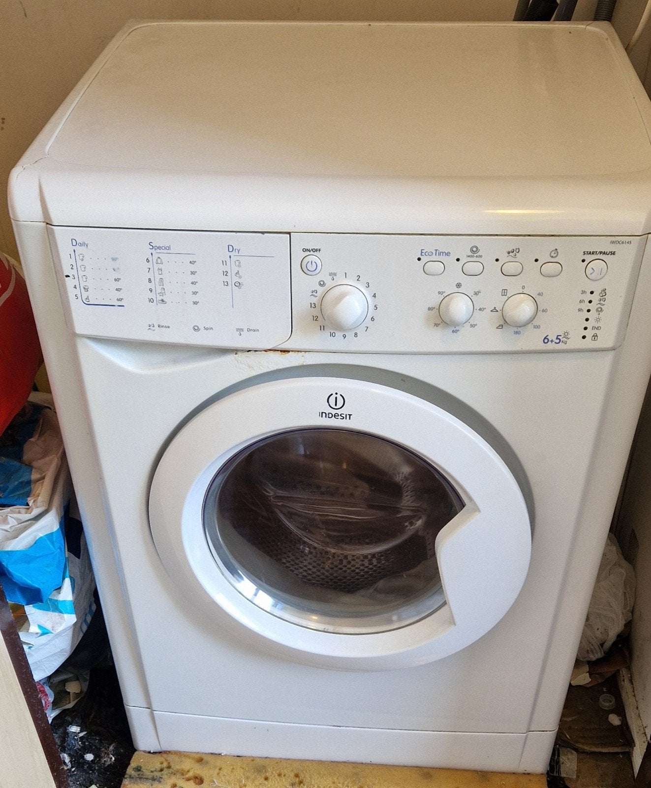 Indesit Was-Droogcombinatie (6kg Wassen / 5kg Drogen, 1400 T, Witgoed en Apparatuur, Ophalen, Gebruikt, Voorlader, 85 tot 90 cm