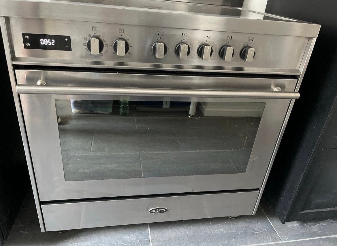 Boretti inductiekookplaat met oven 90 cm breed, Ophalen, 60 cm of meer, 4 kookzones, Zo goed als nieuw