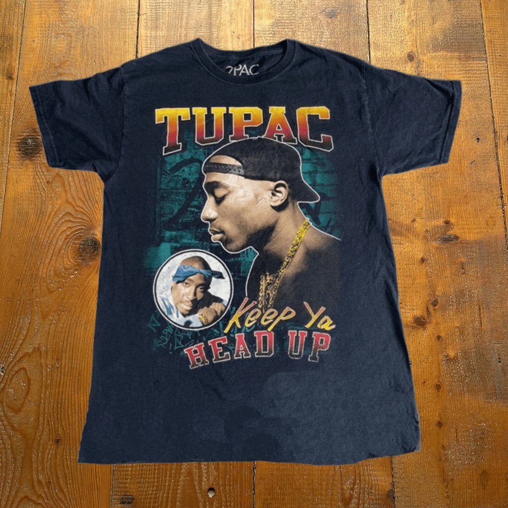 Vintage Tupac Shakur T-shirt – Keep Ya Head Up  Maat M A-133, Zwart, Onbekend, Onbekend, Onbekend