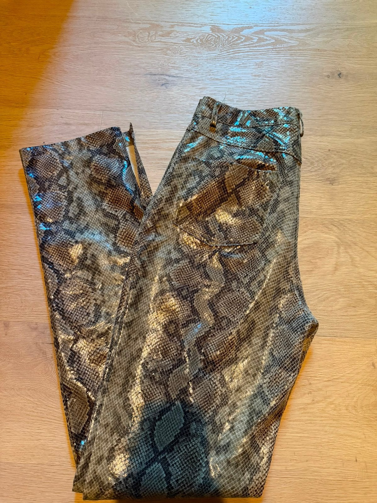 Vintage Slangenprint Broek Maat 38, Kleding | Dames, Broeken en Pantalons, Maat 38/40 (M), Meerkleurig, Ophalen of Verzenden, Lang