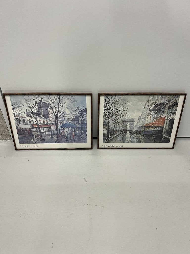 Twee reproductie-litho's van Georges Barque, Ophalen, Klassiek, Achter glas, Papier