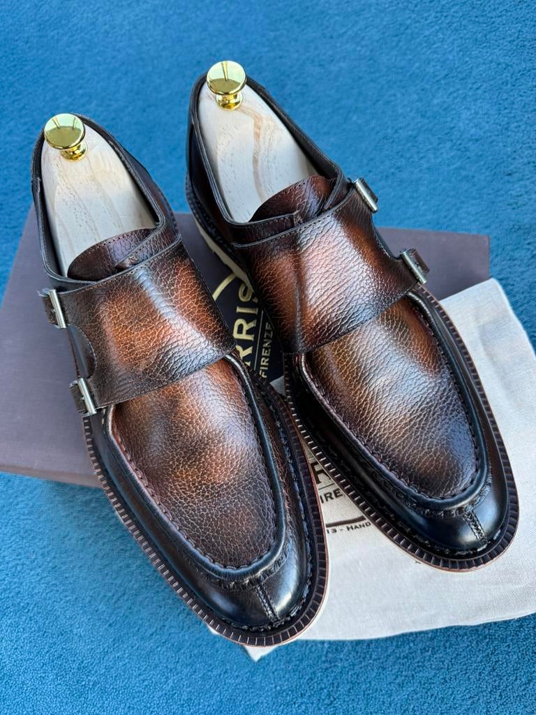 NIEUW Harris Double Monk/Instappers UK10 Bruin, Bruin, Verzenden, Nieuw, Gespschoenen