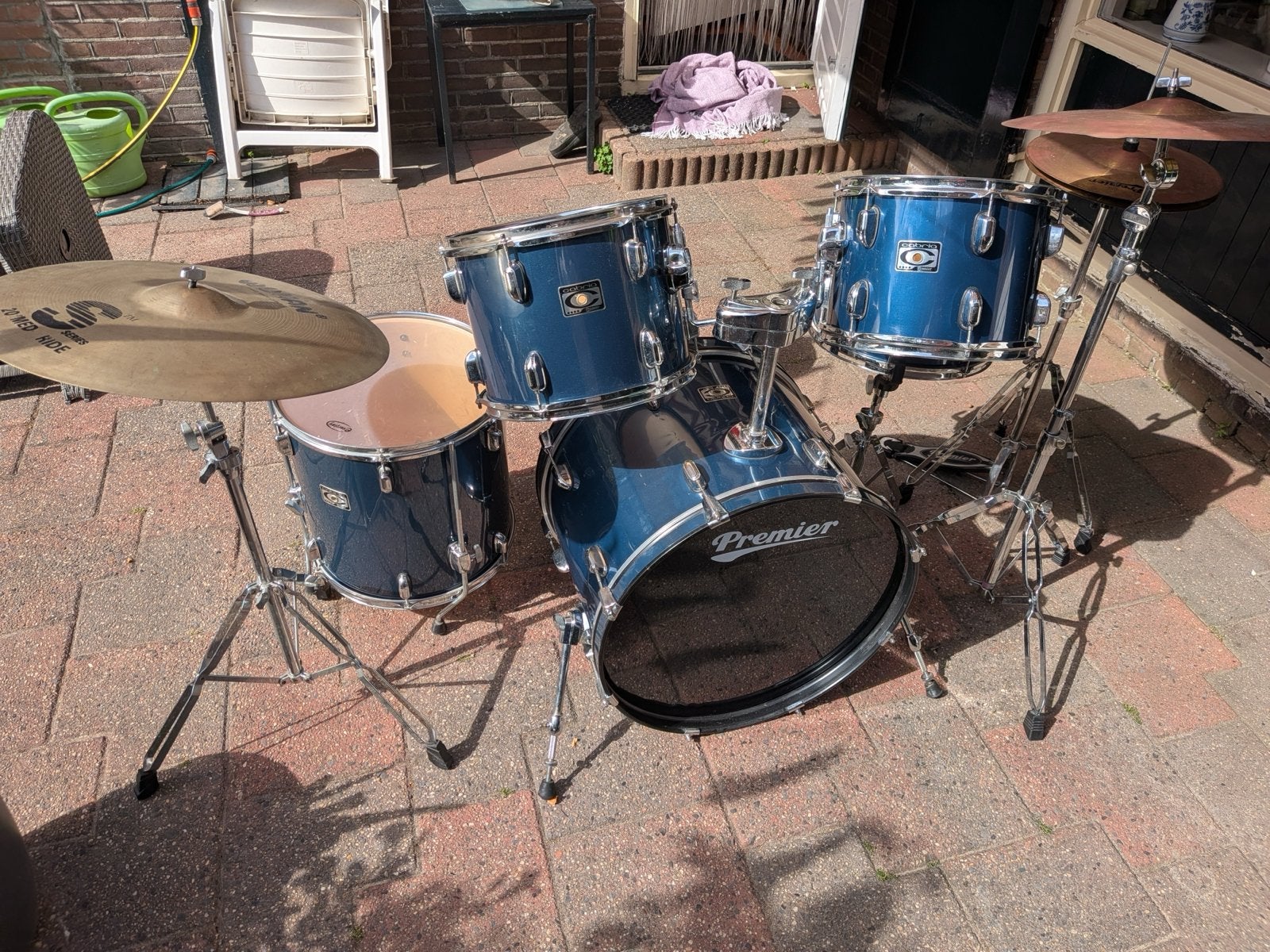 Premier drumstel met bekkens en kruk, Muziek en Instrumenten, Drumstellen en Slagwerk, Ophalen, Gebruikt, Premier