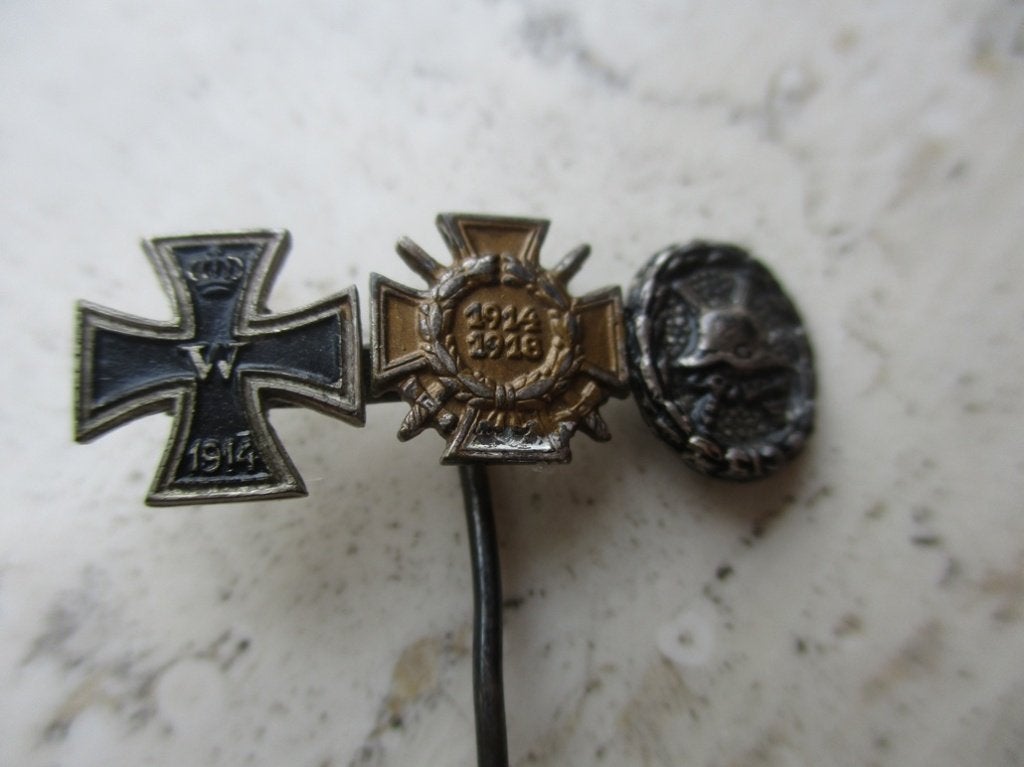 Miniatuurpin 3 delig EK+Hindenburgkruis+VWAB, Verzamelen, Ophalen of Verzenden, Landmacht, Duitsland, Lintje, Medaille of Wings