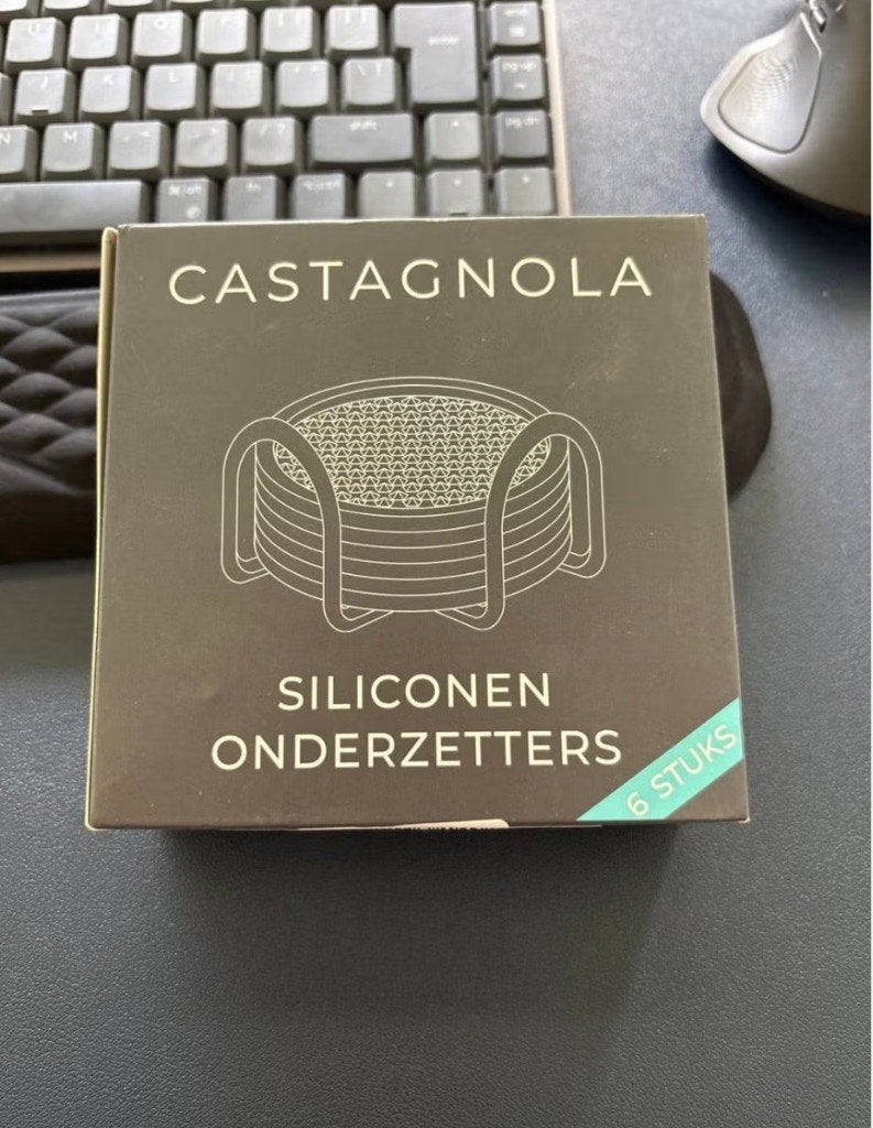 Nieuw in doos: Siliconen onderzetters (6 stuks) Castagnola, Huis en Inrichting, Groen, Glasonderzetter, Nieuw, Ophalen of Verzenden
