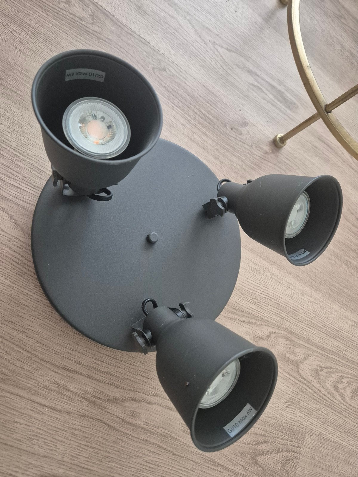 IKEA Plafonnière met 3 verstelbare spots, donkergrijs, Huis en Inrichting, Lampen | Plafondlampen, Ophalen, Zo goed als nieuw