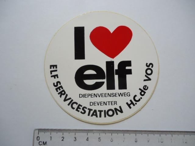 sticker oud ELF OIL Deventer HV de VOS tankstation pomp, Verzenden, Zo goed als nieuw, Bedrijf of Vereniging