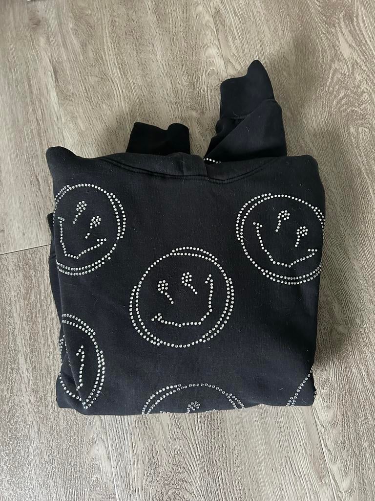 Amy & Ivy Zwarte Trui met Strass Smiley Patroon - Maat XS, Ophalen of Verzenden, Gedragen, Maat 34 (XS) of kleiner, Zwart