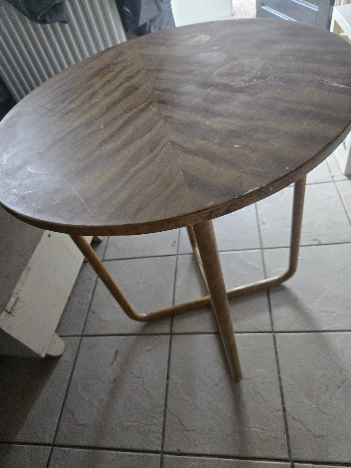 Ronde tafel met ijzeren onderstel, oker geel, 60x70 cm, Ophalen, Gebruikt, 50 tot 100 cm, Rond