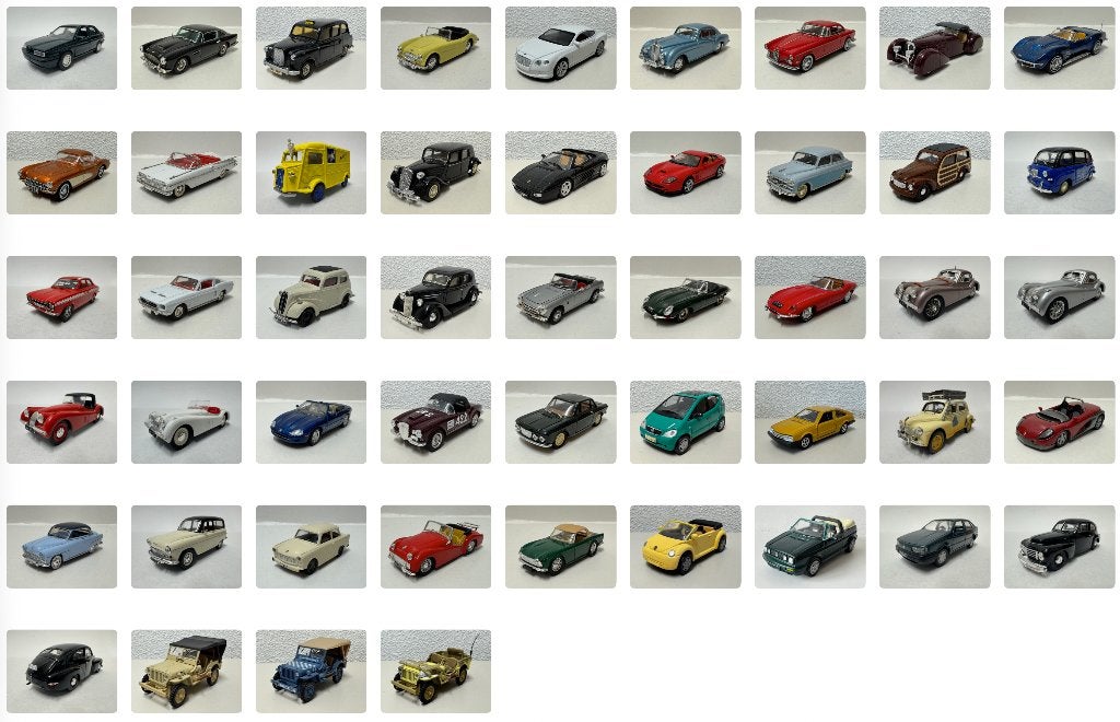Bentley BMW Citroen Ferrari Fiat Ford Jaguar Lancia Simca VW, Hobby en Vrije tijd, Modelauto's | 1:43, Ophalen of Verzenden, Zo goed als nieuw
