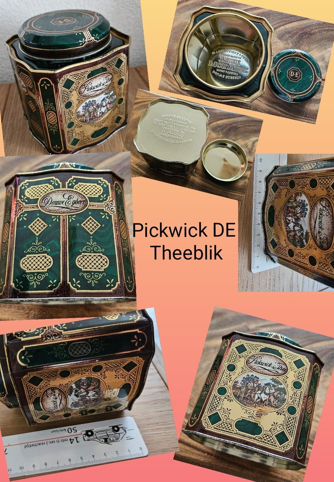 Pickwick theeblik Douwe Egberts 10,5x10,5x11cm gave vintage, Verzamelen, Ophalen of Verzenden, Zo goed als nieuw, Thee, Douwe Egberts