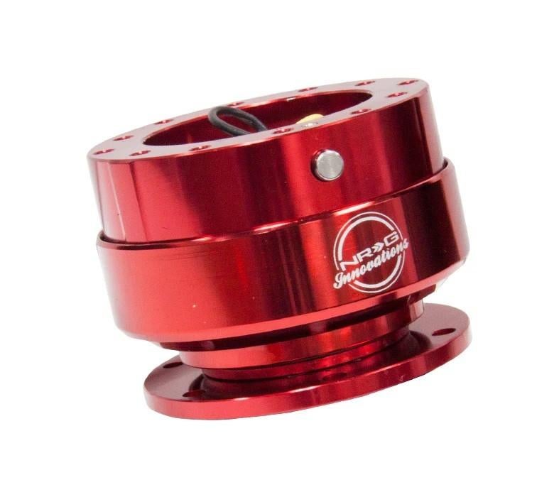 NRG Sportstuur leder 350mm rood + quick release stuurnaaf, Auto diversen, Tuning en Styling, Ophalen of Verzenden