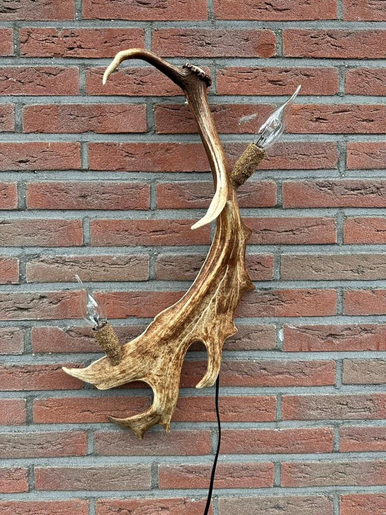 Geweien geweienlamp jacht Veluwe geweien edelhert wandlamp., Ophalen of Verzenden, Nieuw