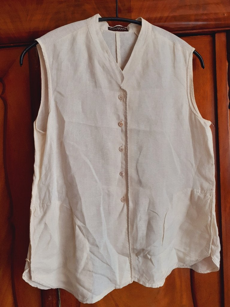 Linnen Blouse, mt40, merk: Strenesse, Maat 38/40 (M), Strenesse, Beige, Ophalen of Verzenden