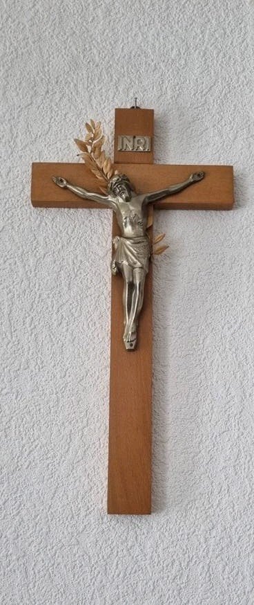 Houten kruisbeeld met corpus van Jezus, Antiek en Kunst, Ophalen