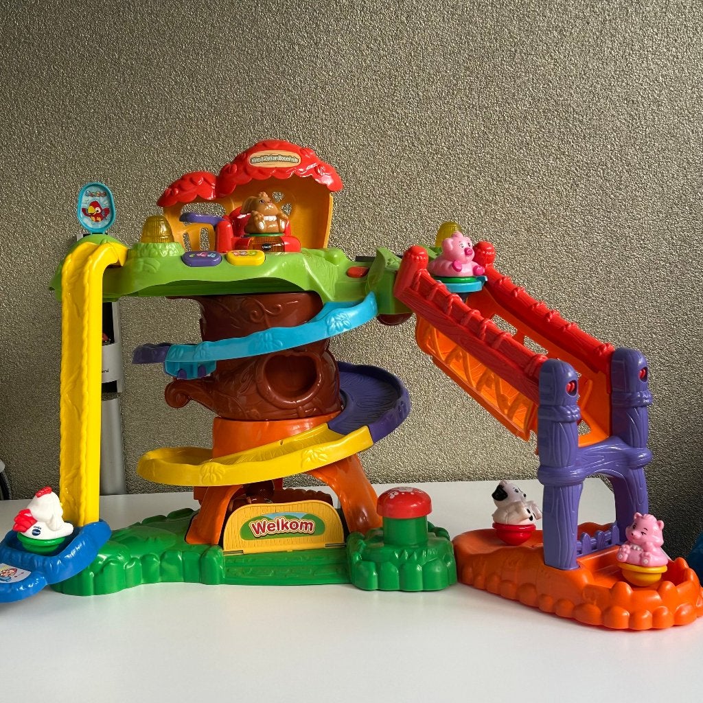 Klim en verken boomhuis - V-tech Zoomi Zooz 6 diertjes, Kinderen en Baby's, Ophalen of Verzenden, Zo goed als nieuw, 6 maanden tot 2 jaar