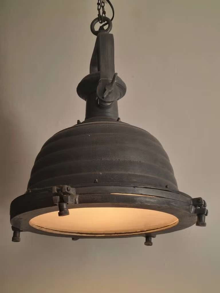Industriële hanglamp maritiem/scheepslamp stijl, Ophalen, E27 (groot), Zo goed als nieuw, Metaal