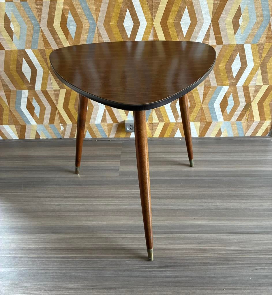 Vintage 50’s Mid-Century bijzettafel, 45 tot 60 cm, Ophalen of Verzenden, Nvt, Overige vormen