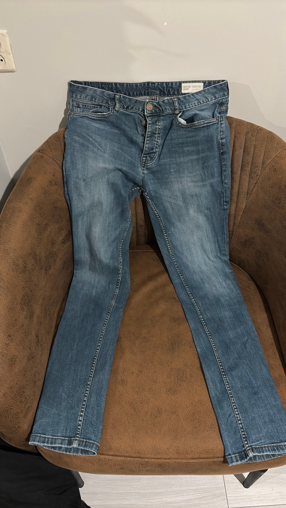 Denim Co. Heren Blauwe Skinny Jeans / Spijkerbroek - W34 L34, Ophalen, Zo goed als nieuw, Blauw, W33 - W34 (confectie 48/50)