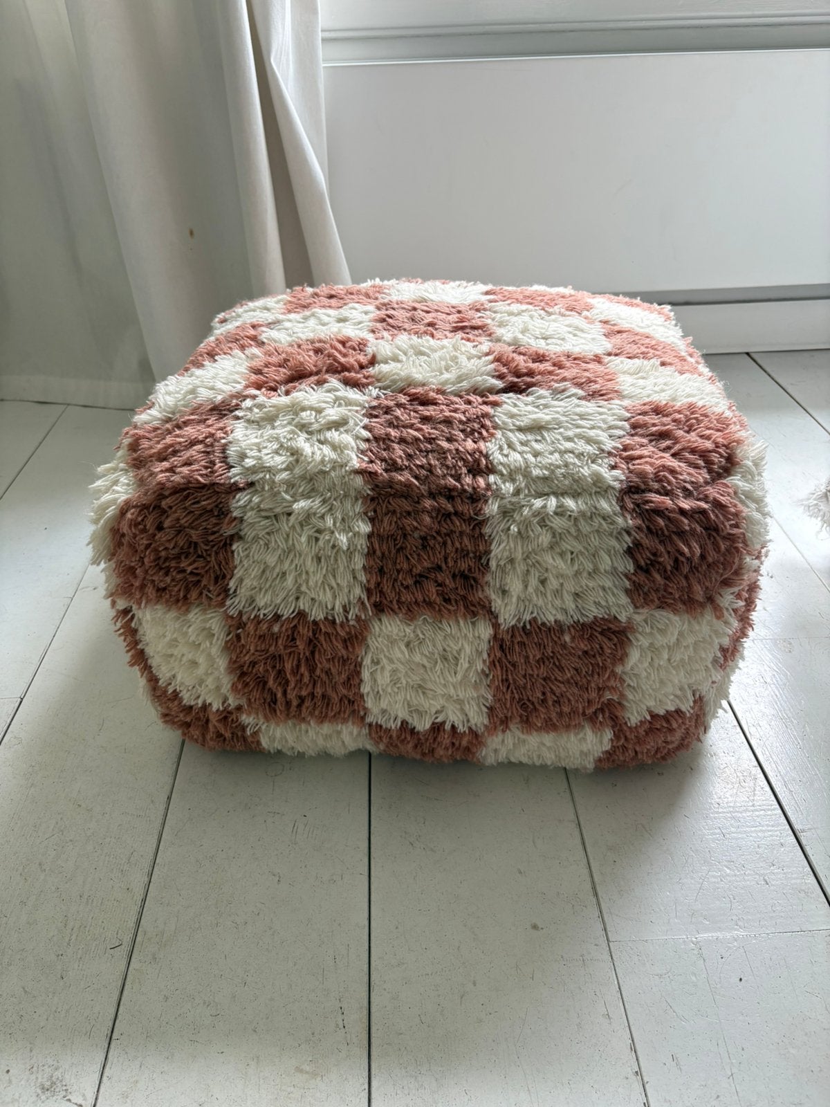 Sissy Boy geblokte poef 50x50x35, Huis en Inrichting, Banken | Voetenbanken en Poefen, Ophalen, Zo goed als nieuw, 50 tot 75 cm