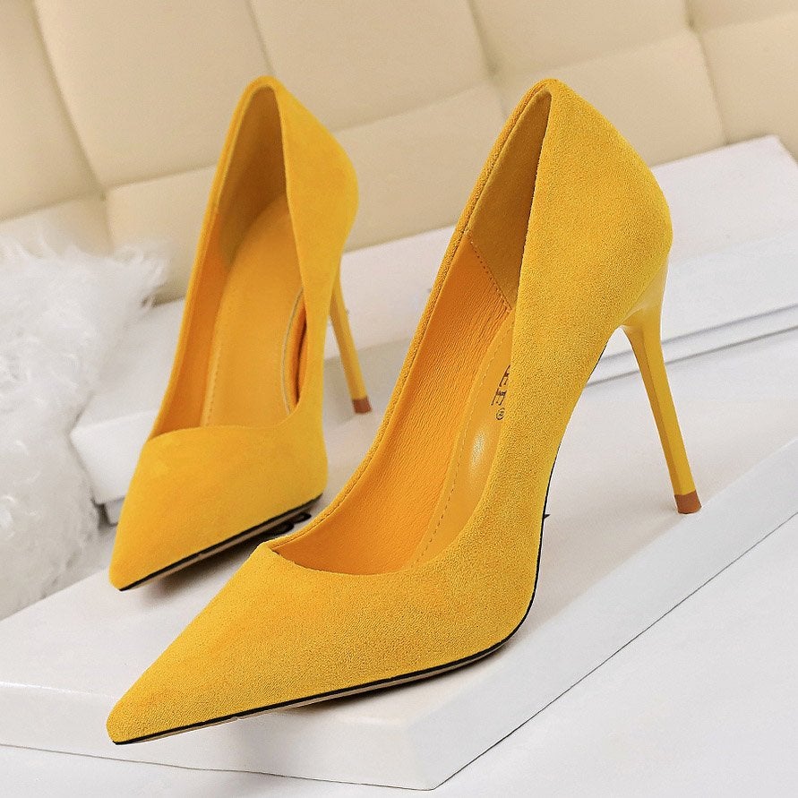 Gele kunst suede dames pumps / vrouwen hakken stiletto 9cm, Verzenden, Nieuw, Geel, Pumps