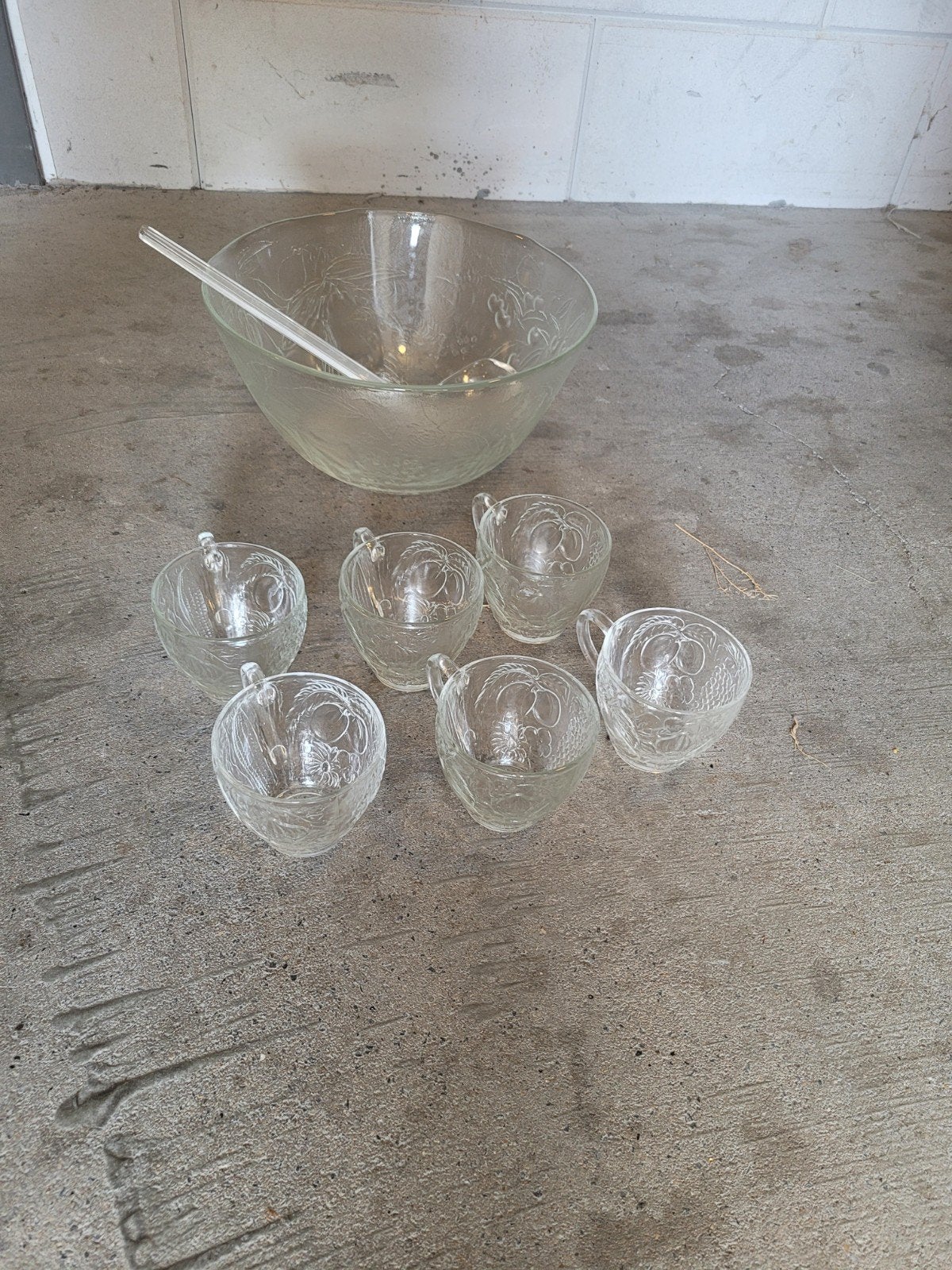 Vintage Punch Bowl Set met 6 Glazen en Scheplepel, Ophalen, Gebruikt, Overige merken, Overige typen