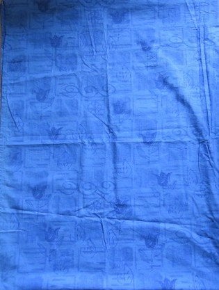 Vintage lap stof blauw met tulpen, Blauw, Ophalen of Verzenden, Zo goed als nieuw, 30 tot 120 cm