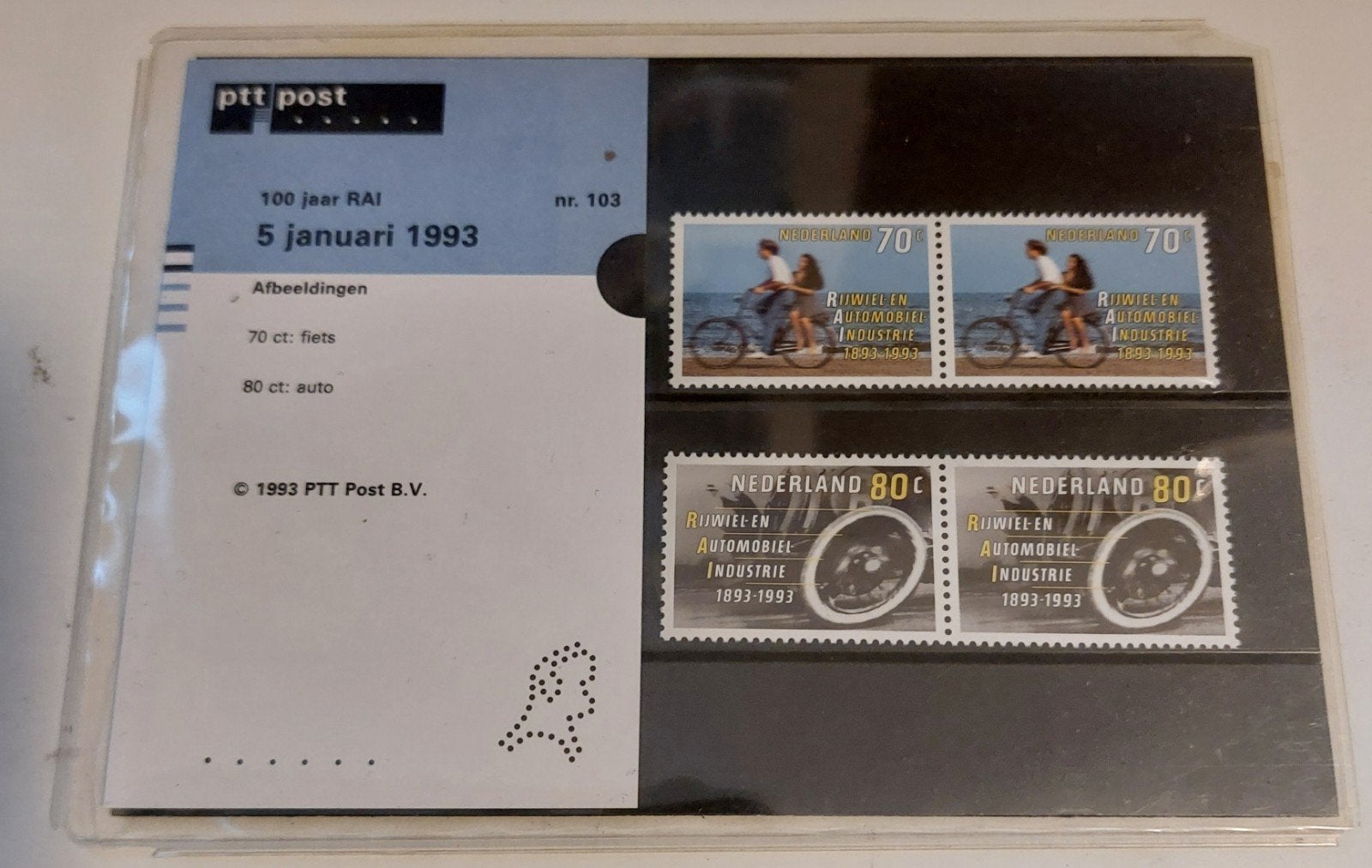 Postzegelboekje Nederland - 100 jaar RAI 1993, Ophalen of Verzenden
