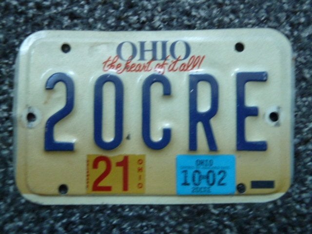 Motor licenseplate / motor kentekenplaat Ohio USA, Verzamelen, Verzenden, Gebruikt, Auto's