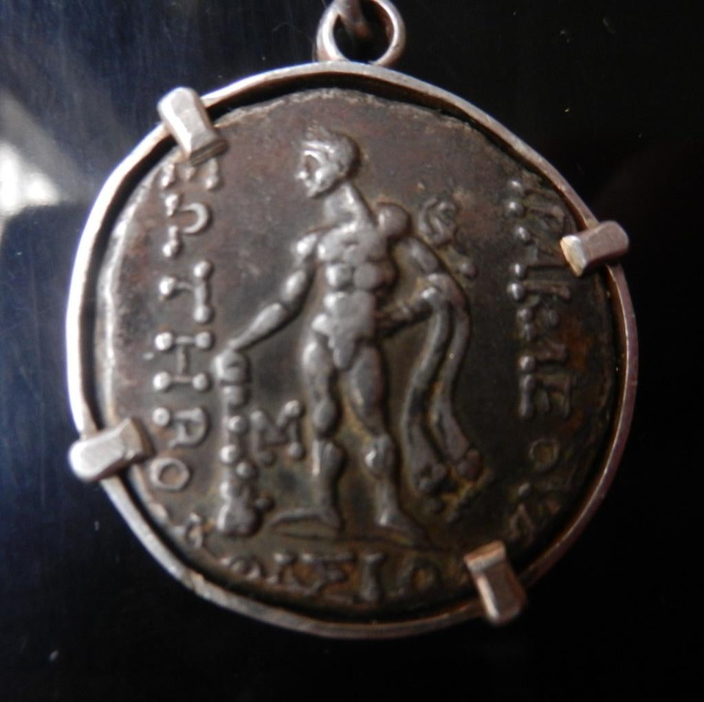 Zilveren sleutelhanger met tetradrachme van Thasos (kopie), Ophalen of Verzenden, Zilver