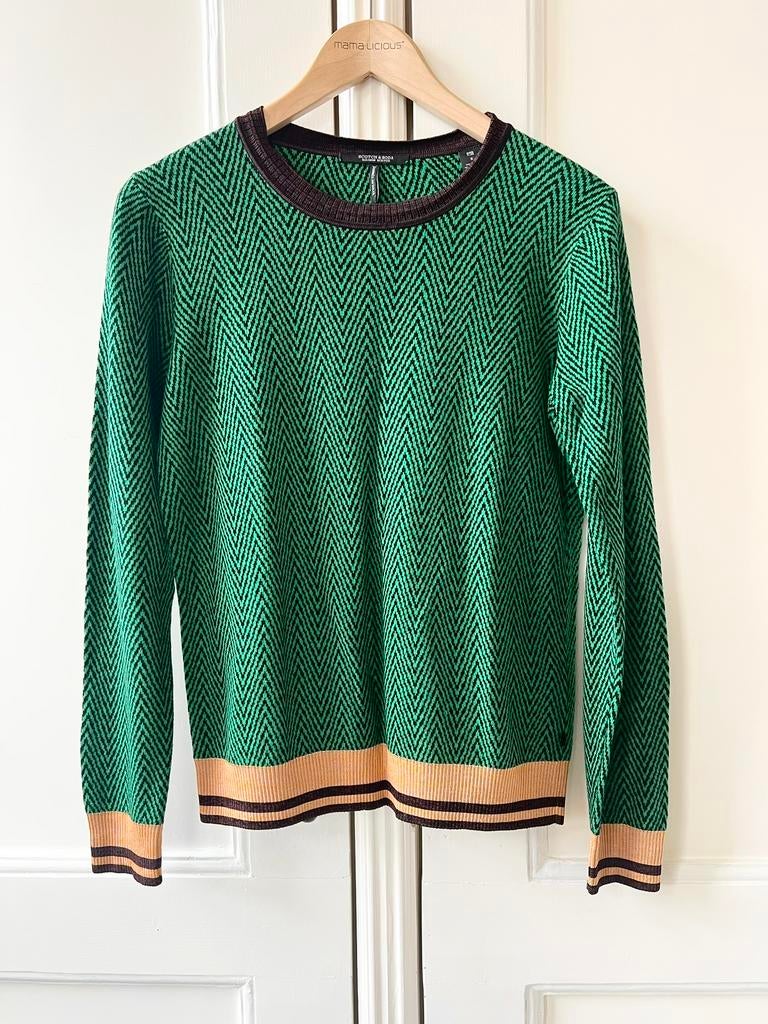 Maison Scotch trui — groen/zwart, visgraat, maat S, P, P, P, Ophalen of Verzenden
