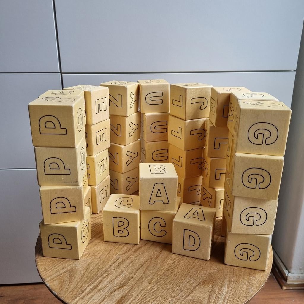 40 houten letterblokken Jollein, Ophalen of Verzenden