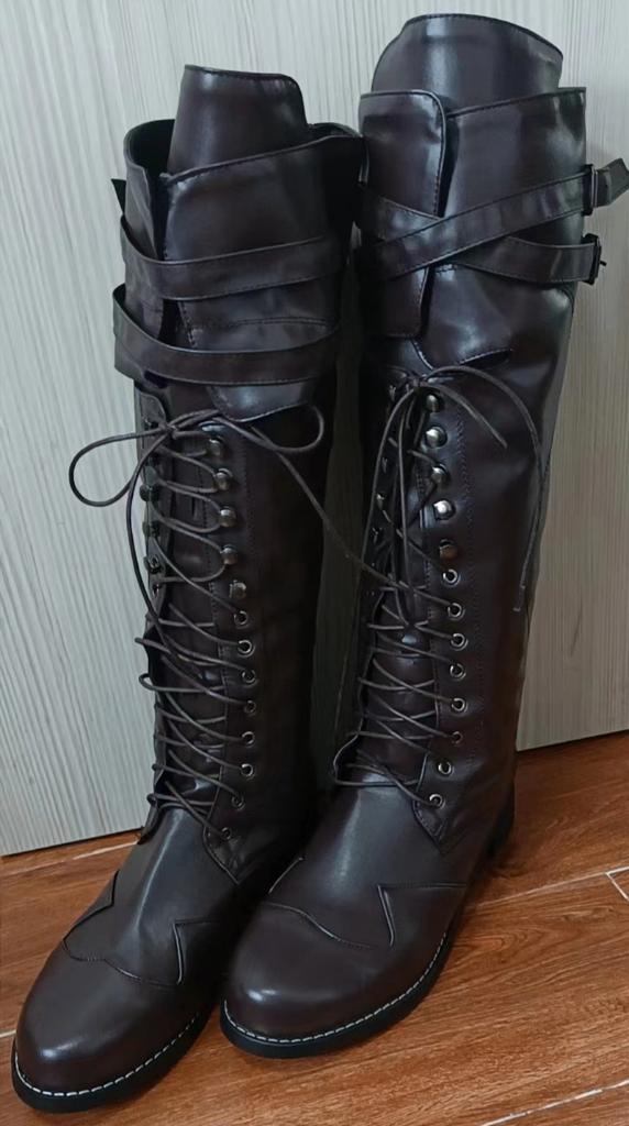Bruine hoge heren laarzen (mannen schoenen middeleeuwse), Verzenden, Nieuw, Bruin, Hoge laarzen
