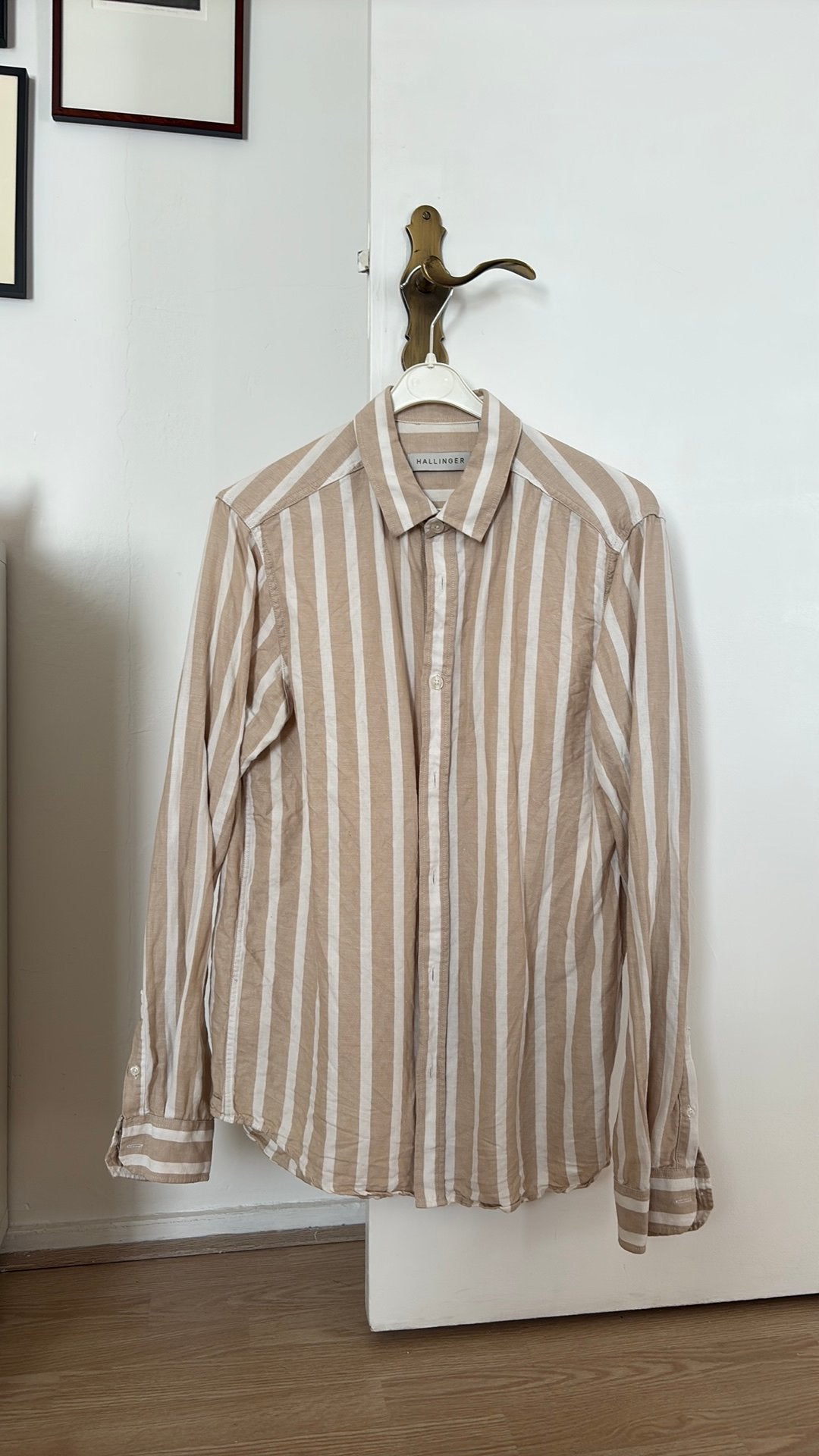 Blouse, Linnen en katoen, beige maat M, Ophalen of Verzenden, Zo goed als nieuw, Beige
