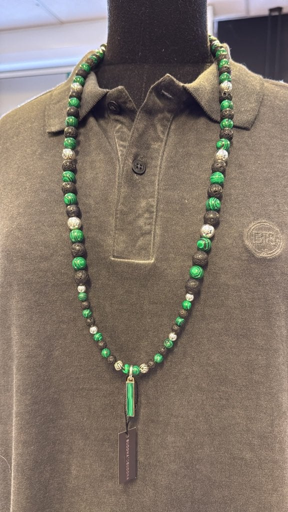 BUDDHA TO BUDDHA KETTING 188 SPIRIT BEAD MALACHITE € 649,00, Ophalen of Verzenden, Nieuw, Groen, Zilver