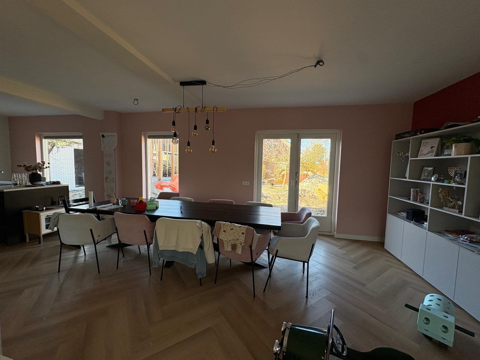 Hanglamp hout met lampen, Ophalen, Zo goed als nieuw, Hout, E27 (groot)